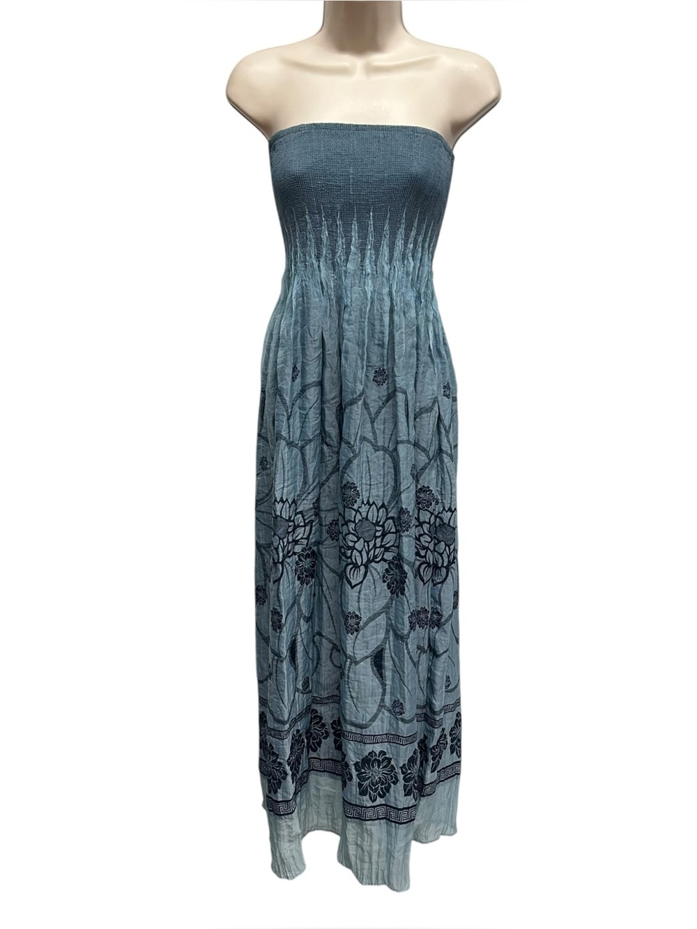Lapis women’s boho floral stretchy skirt dress convertible blue feminine dainty
